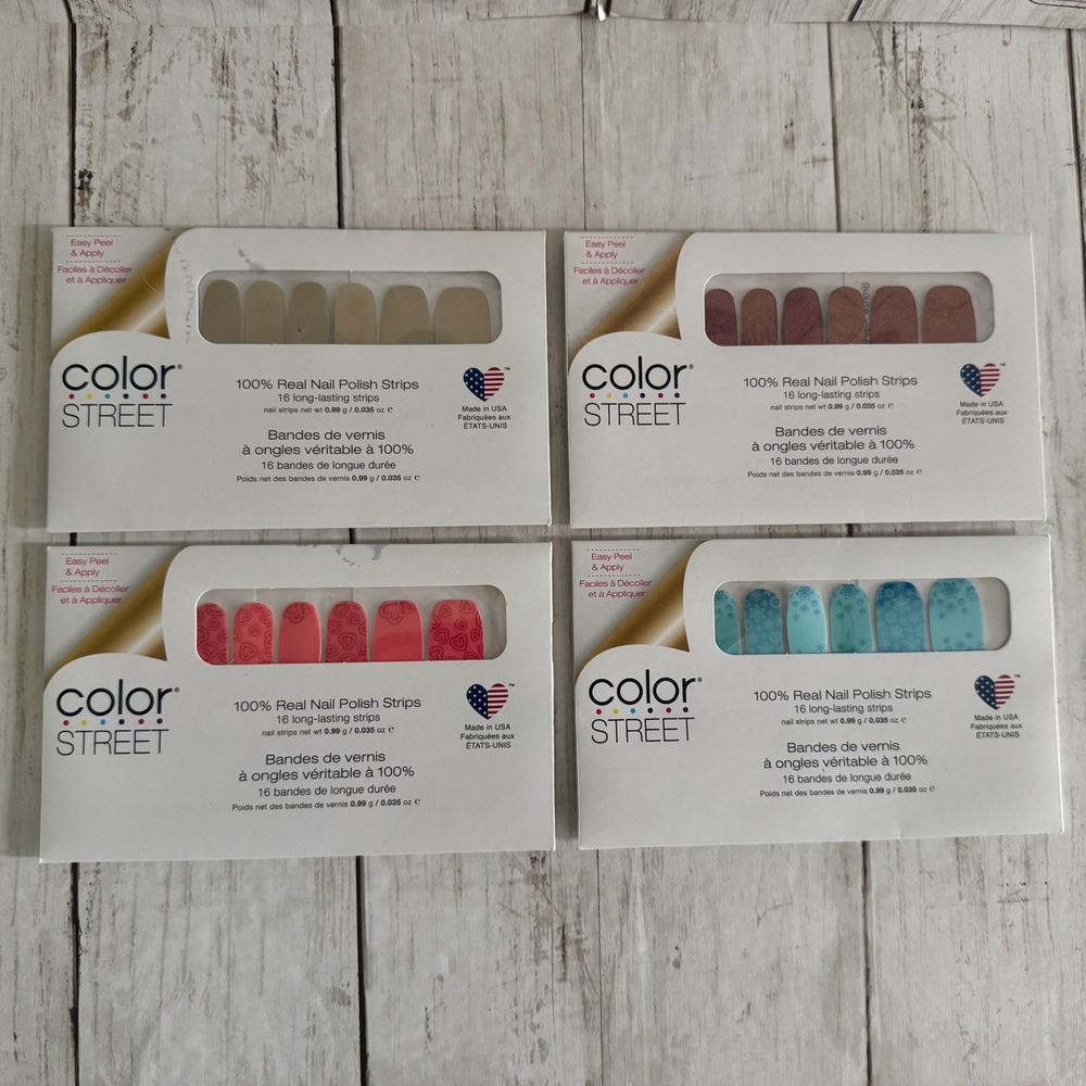 Color Street Nail Polish Strips lot of 4 Cold Front Bronze Age Heartthrob Golden